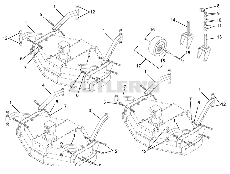 Caster Arm And Wheel Assemblies