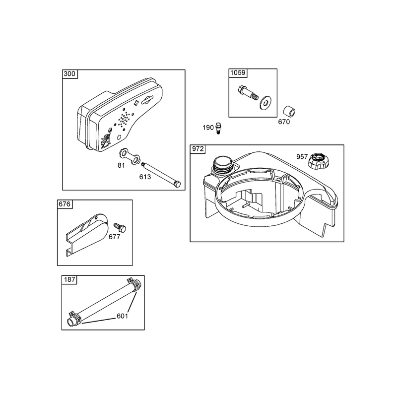 Muffler and Fuel Tank Assembly Briggs and Stratton 125K07-0188-E1