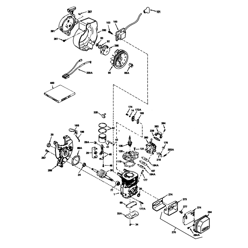 Engine Tecumseh Model No. Hsk600 Type 1659-P (model No. 38190 Only)