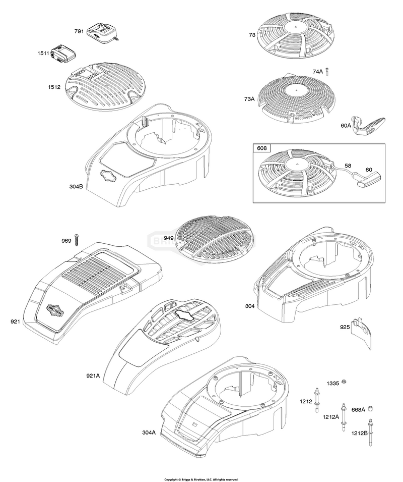 Blower Housing, Cover, Rewind Starter