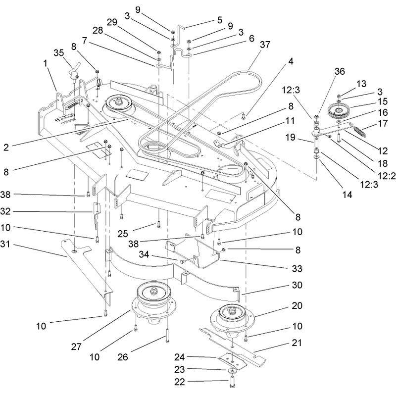 Deck Drive and Baffle Assembly