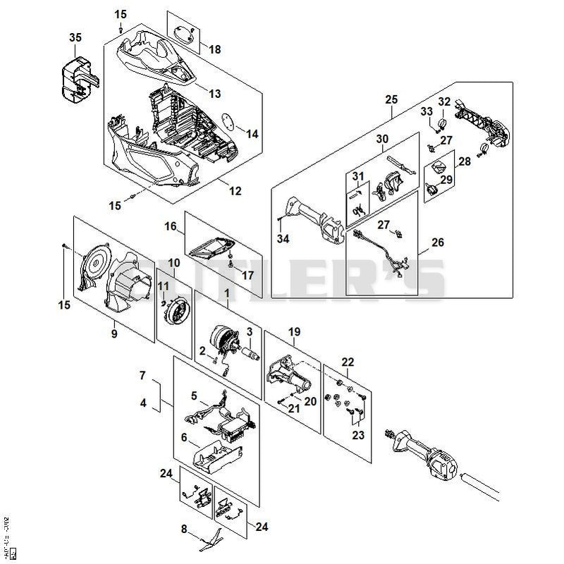 Electric motor, Motor housing, Control handle FSA 135 R