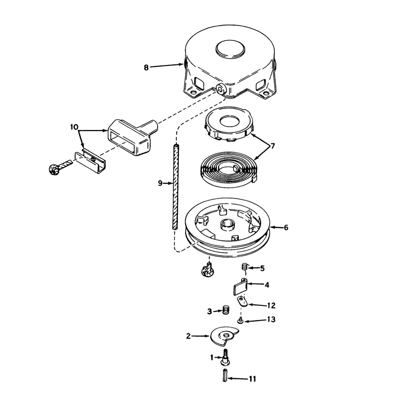 Rewind Starter No. 590473 (5 And 7 H.p. Snowthrower Model Nos. 38040 And 38050)