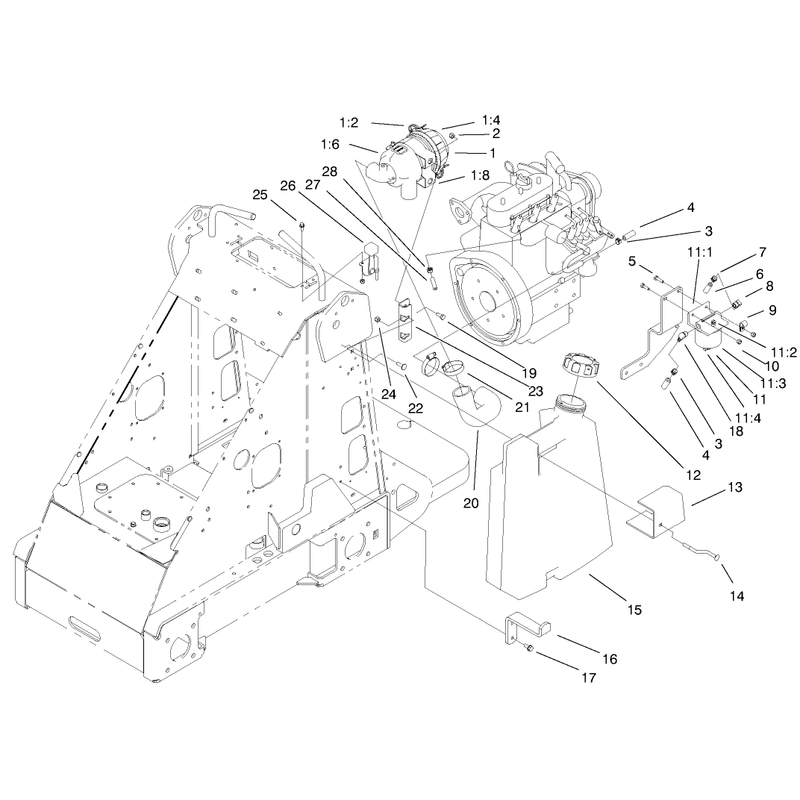 Fuel Tank and Air Filter Assembly