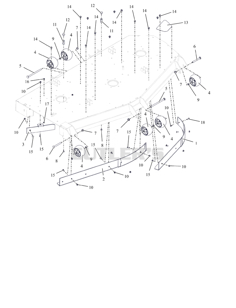 Anti_Scalp Wheels, Baffles and Deck Stops - 72"