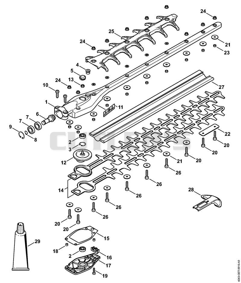 Gear head 0° 500 mm