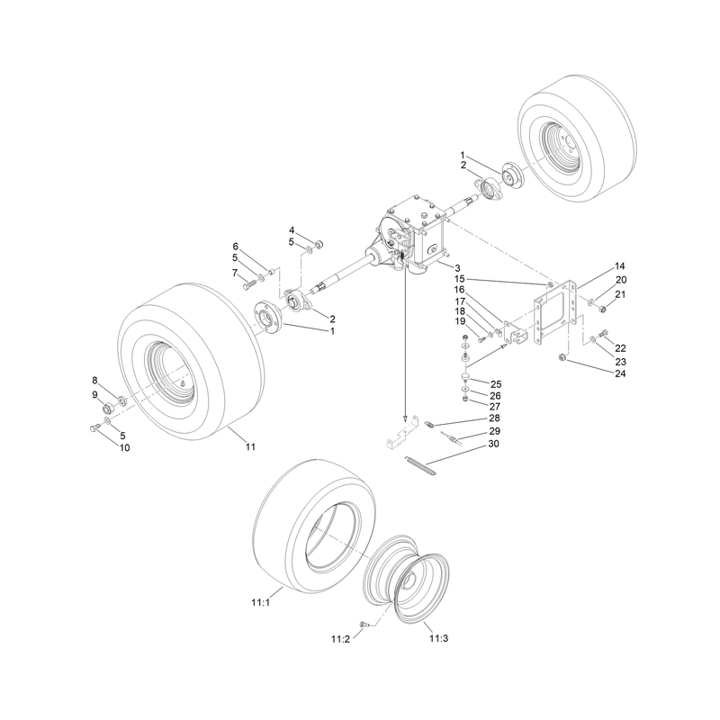 Axle and Front Wheels Assembly