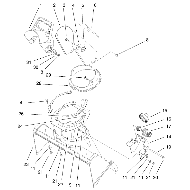Deflector and Discharge Assembly