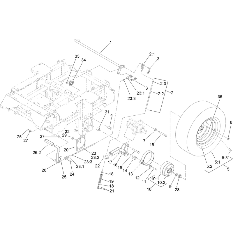 Main Frame and Rear Wheel Assembly