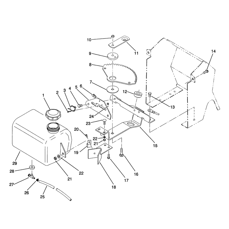 Fuel Tank and Steering Bracket Assembly