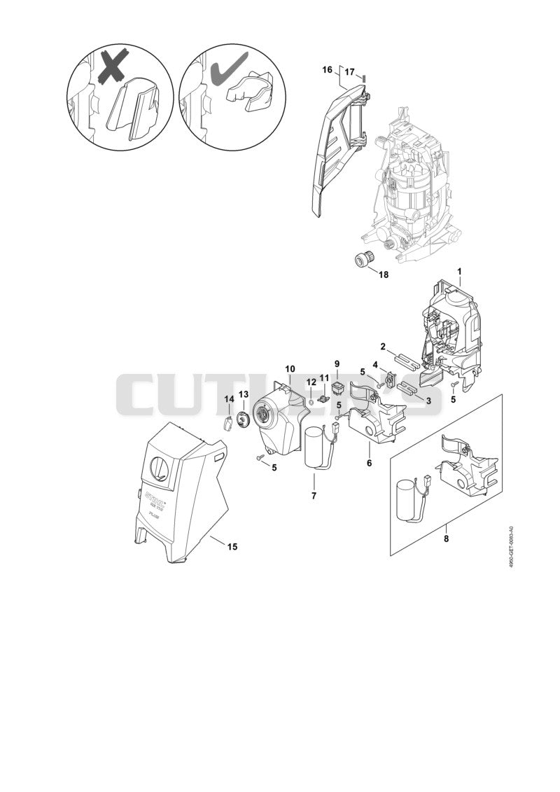 Air baffle, Machine cover, Switch housing