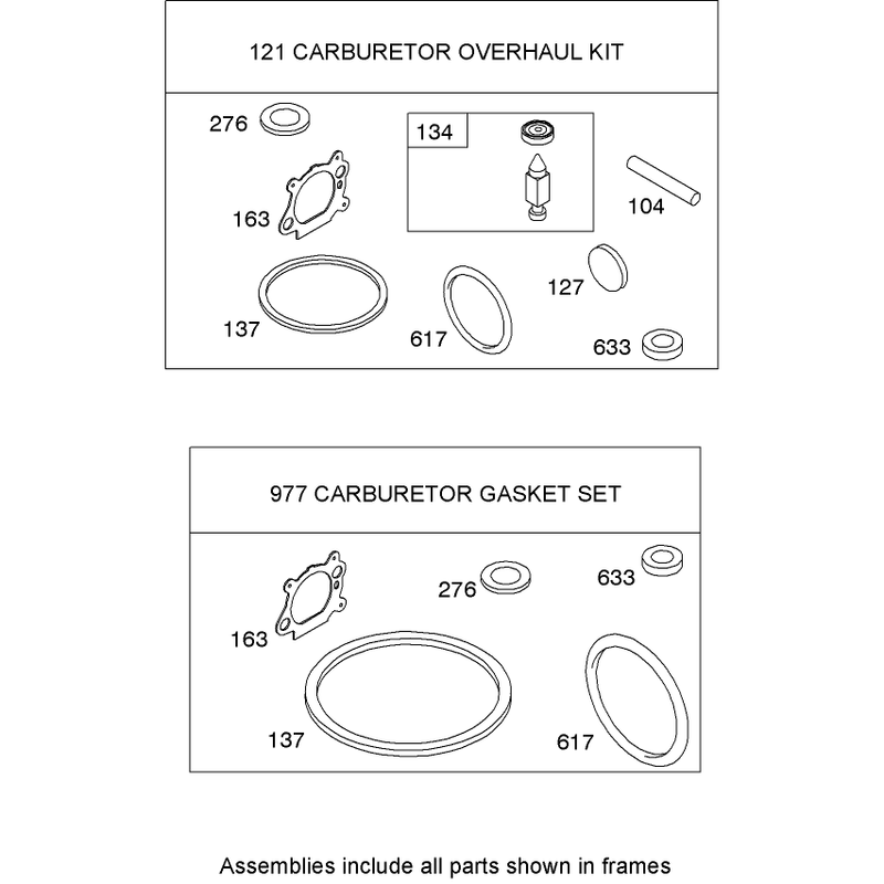 Carburetor Overhaul Kit Briggs and Stratton 126T07-0204-E1