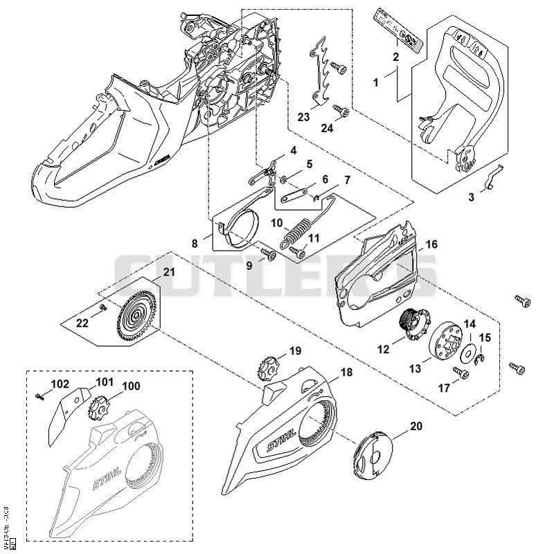 Hand guard, Chain brake, Chain tensioner