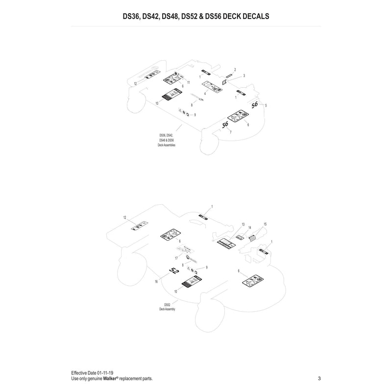 DS36, DS42, DS48, DS52 & DS56 DECK DECALS