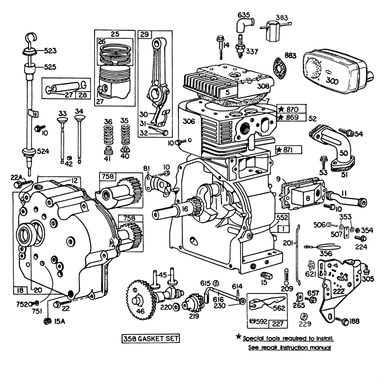 Engine Briggs & Stratton Model No. 252416-0677-01