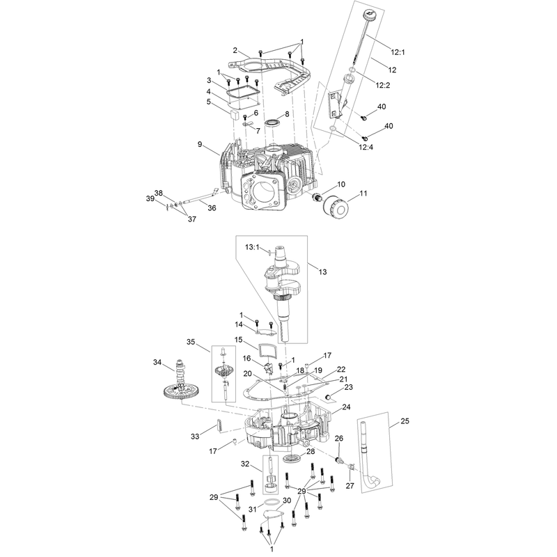 Crankcase and Crankshaft Assembly  Engine Assembly No. 127-9041