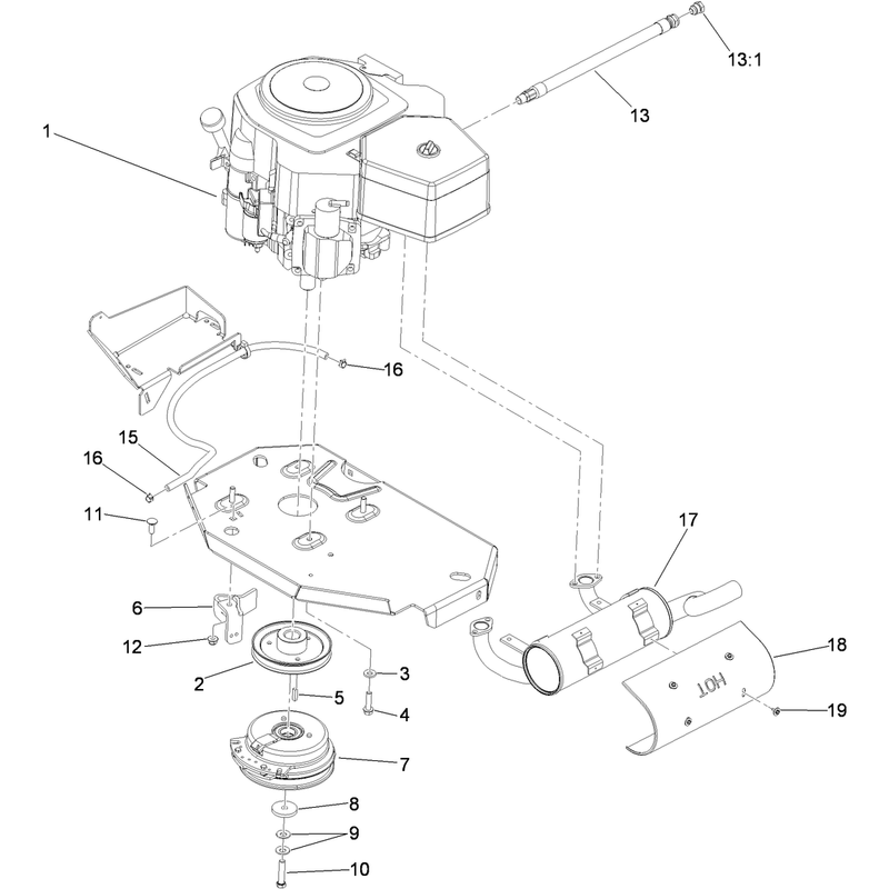 Engine, Clutch and Muffler Assembly