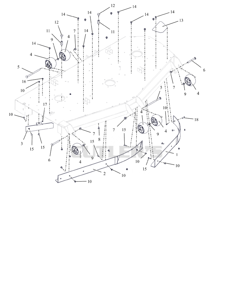 Anti-Scalp Wheels, Baffles and Deck Stops - 72"