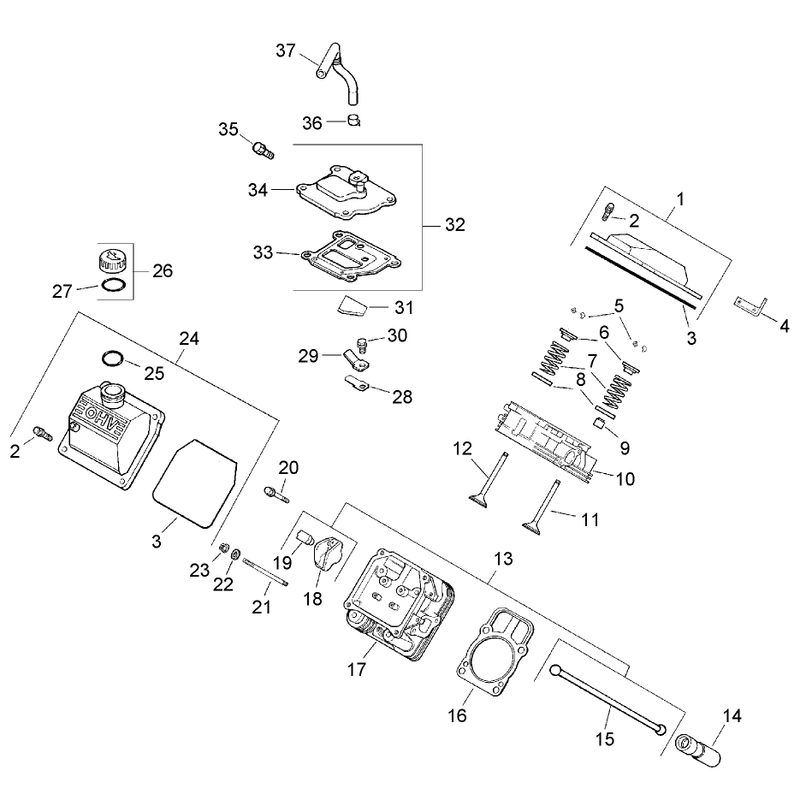 Group 4 - Head/Valve/Breather Assembly  Kohler CH25S 68696