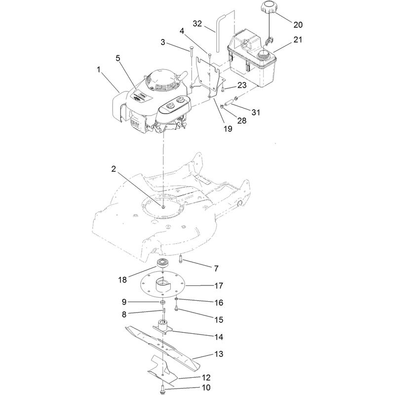Engine Fuel Tank and Blade Assembly