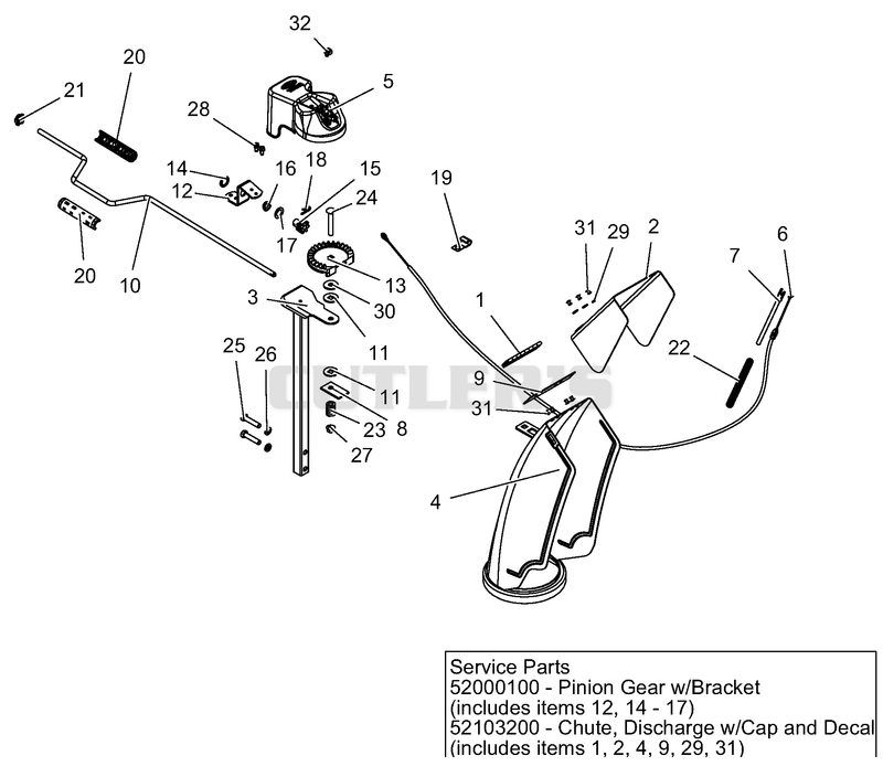 Discharge Chute - Crank