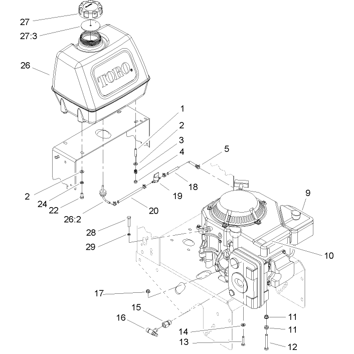 Engine and Fuel Tank Assembly