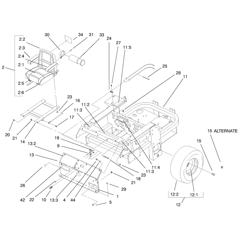 Rear Frame and Wheel Assembly