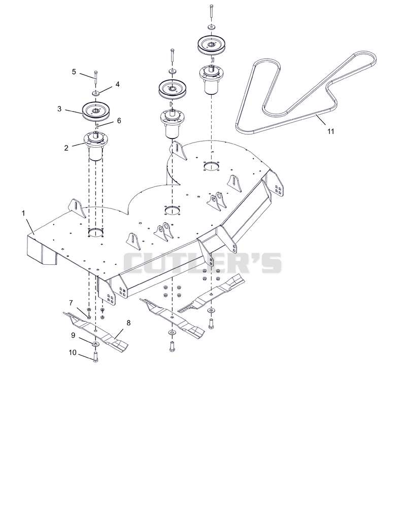 Deck, Belt, Blades and Spindles - 52"