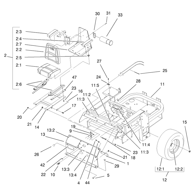 Rear Frame and Wheel Assembly