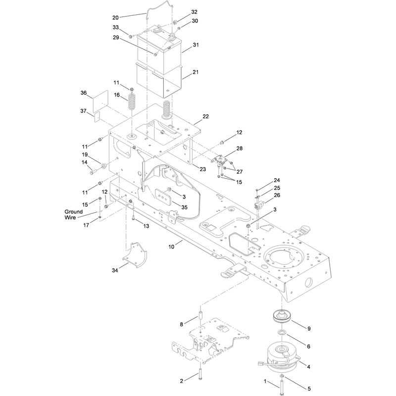 Frame, Battery and Electric PTO Assembly
