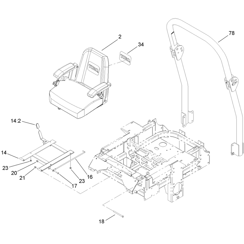 Seat and Roll Over Protection System Assembly