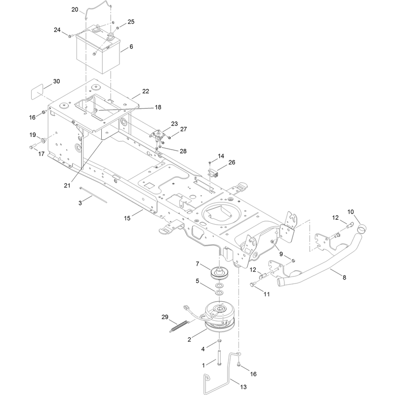 Frame, Battery and Electric PTO Assembly