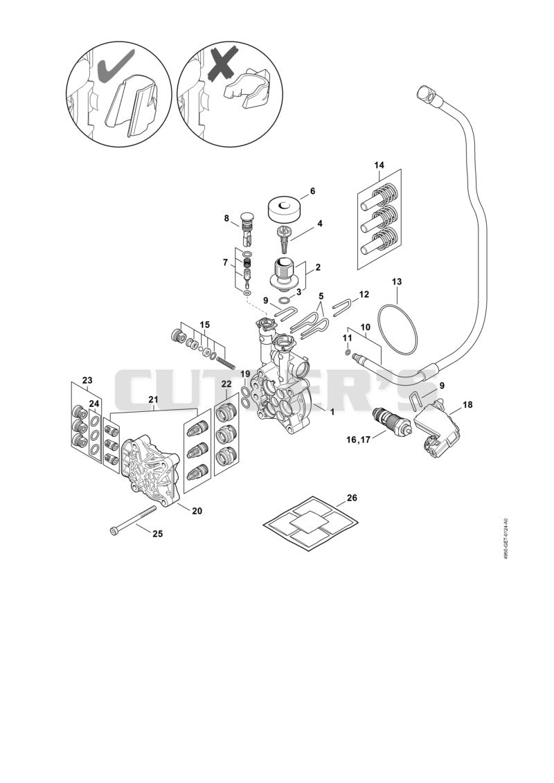 Pump, valve block