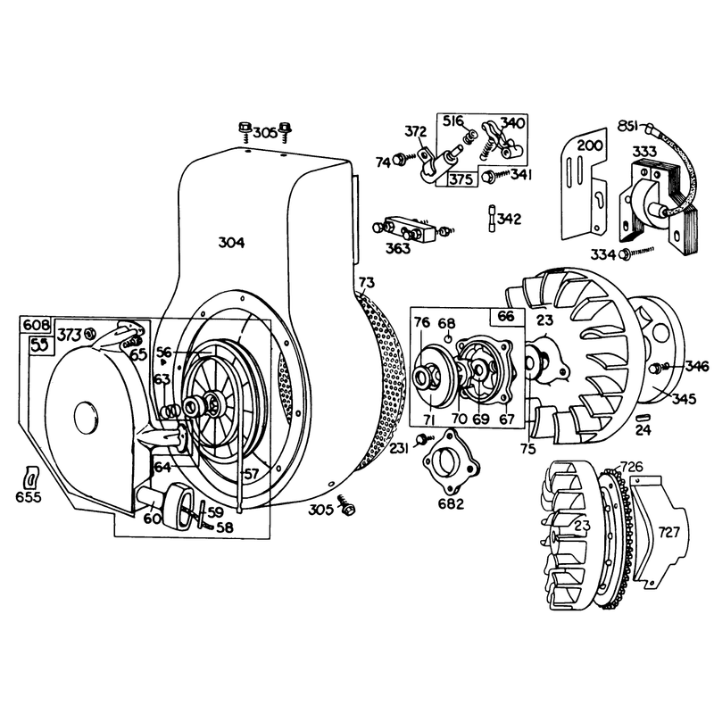 Engine Briggs & Stratton Model No. 190402 Type 0989-01 (8 H.p. Snowthrower Model 38150)