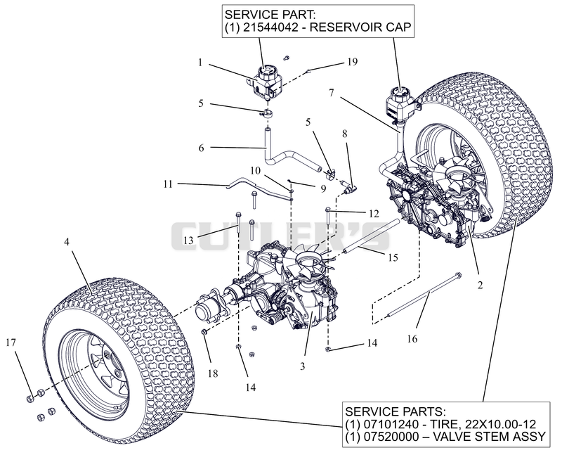 Rear Tires and Transaxles - 48"