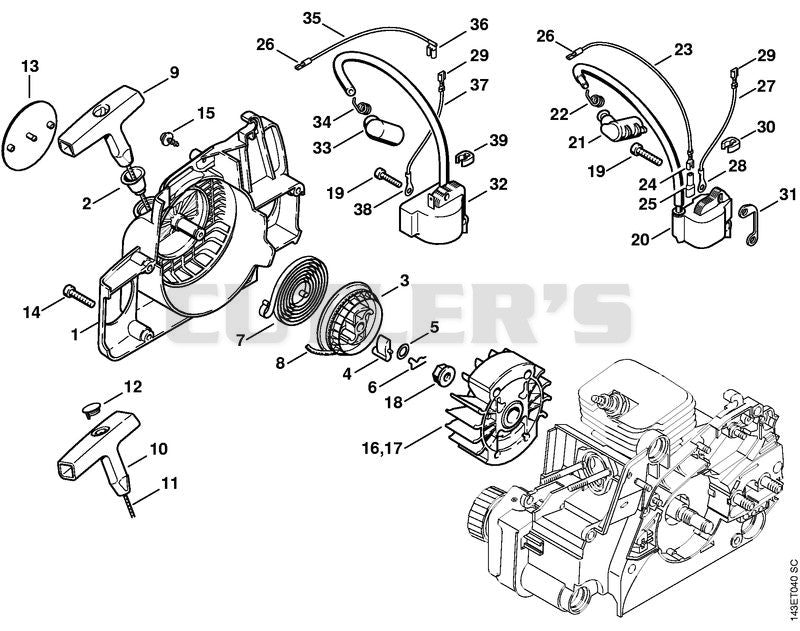 Rewind starter, Ignition system