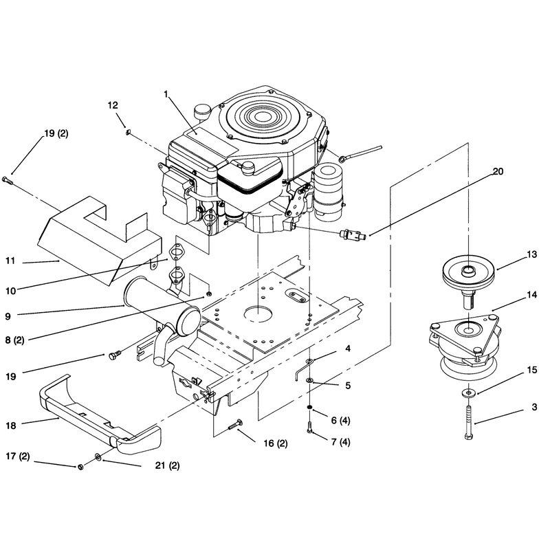 Single Cylinder Engine Muffler and PTO