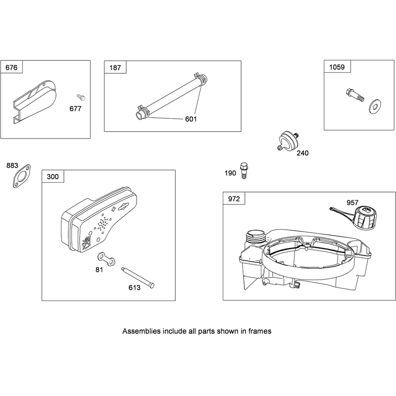 Muffler and Fuel Tank Assembly Briggs and Stratton 124L02-0126-F1