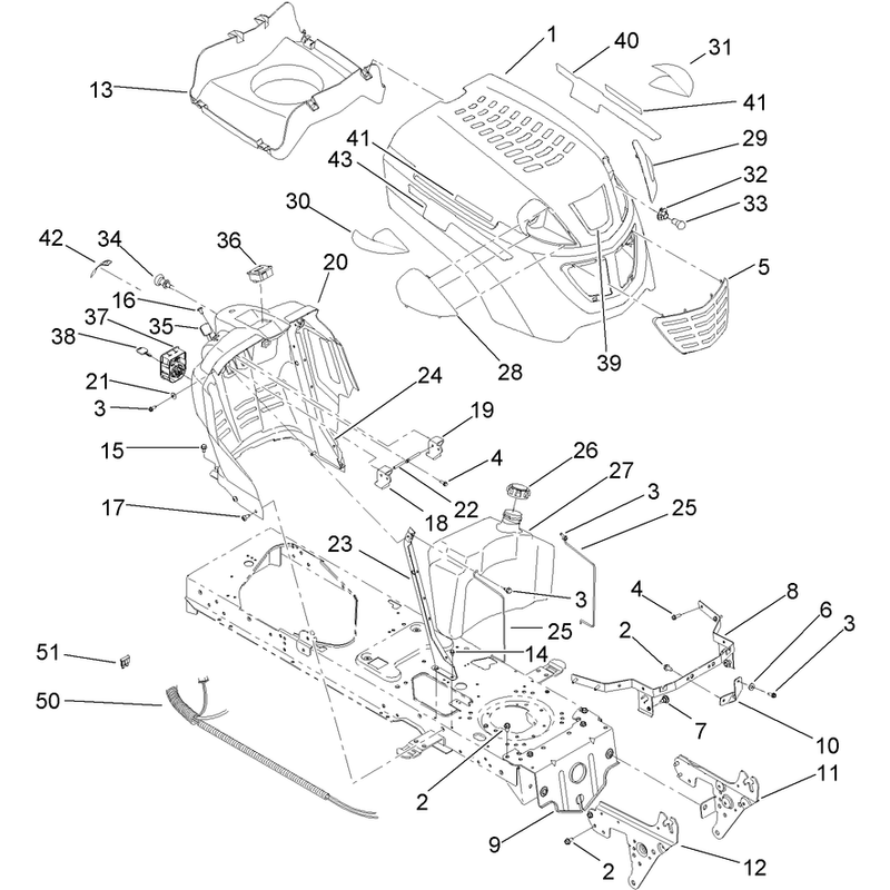 Hood Dash and Fuel Tank Assembly