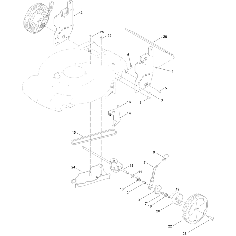 Rear Wheel and Height of Cut Assembly