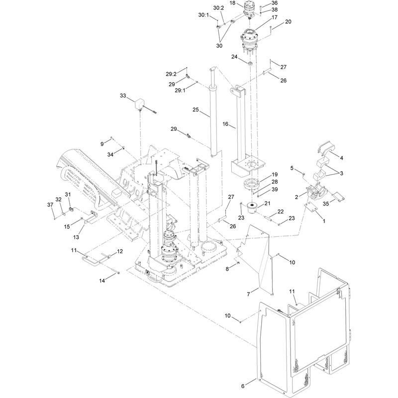 Planetary, Rod Guide  and Stakedown Cage Assembly
