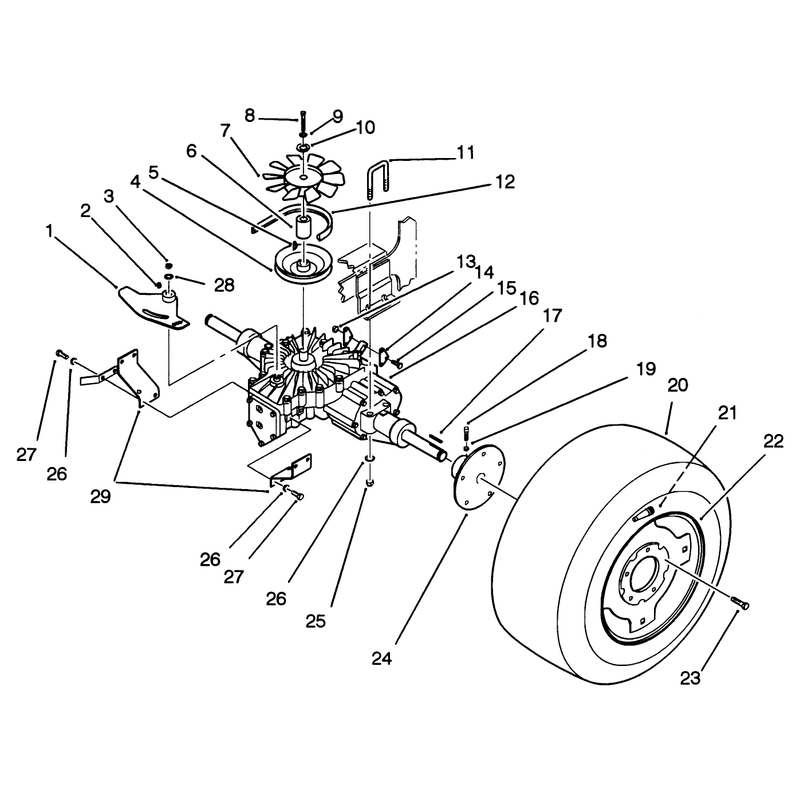 Rear Wheel and Transmission Assembly