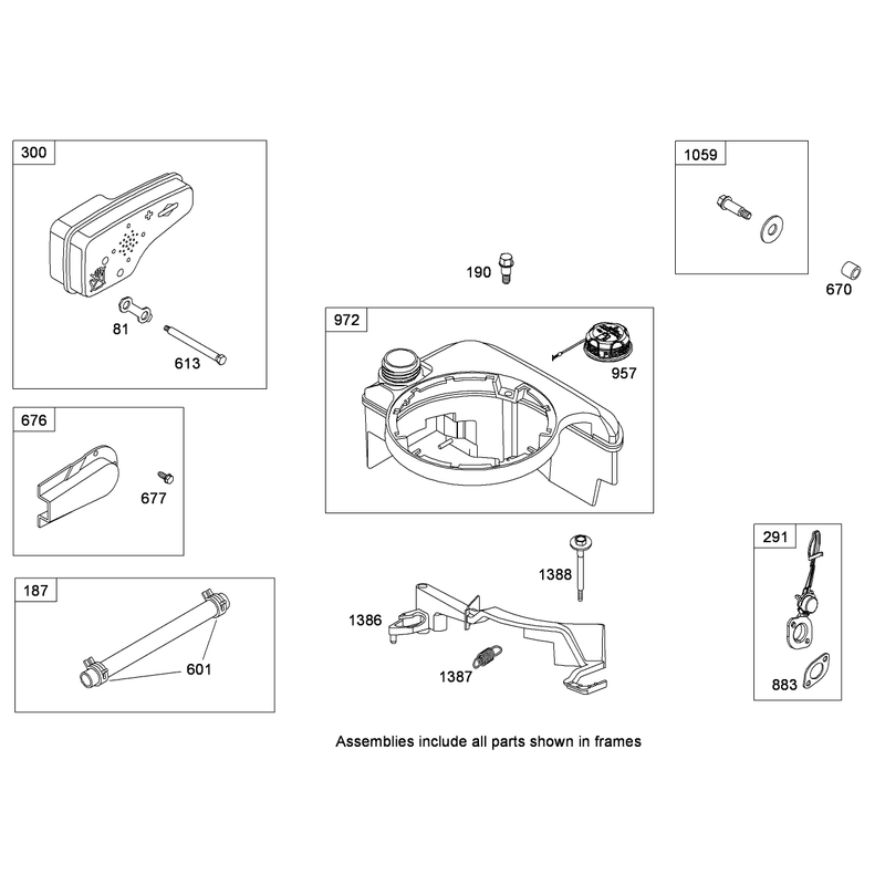 Muffler and Fuel Tank Assembly Briggs and Stratton 126T02-0224-B1