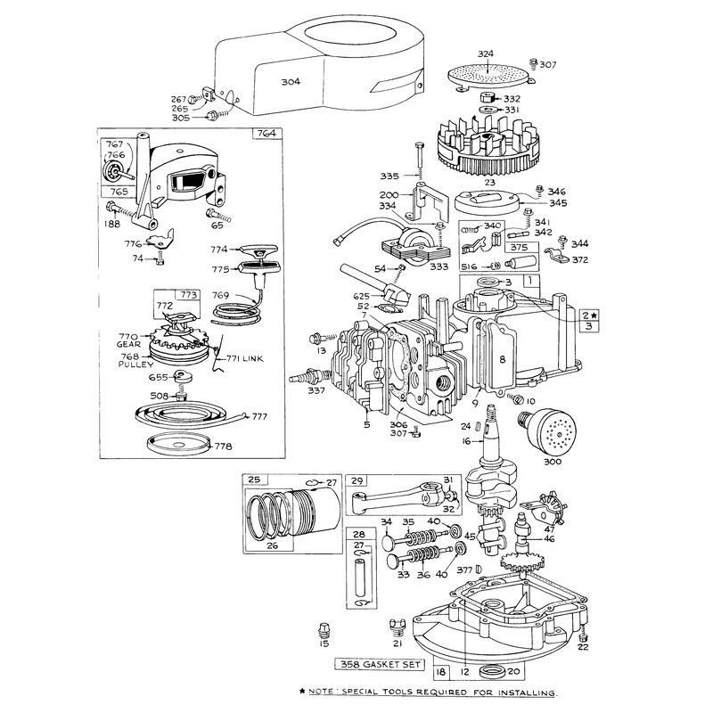 Engine Model No 92508-0818 for 19in Hand Propelled Model No 16000