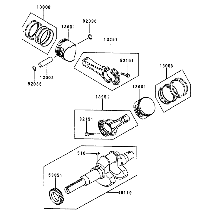 PistonCrankshaft Assembly Kawasaki FD750D-AS03