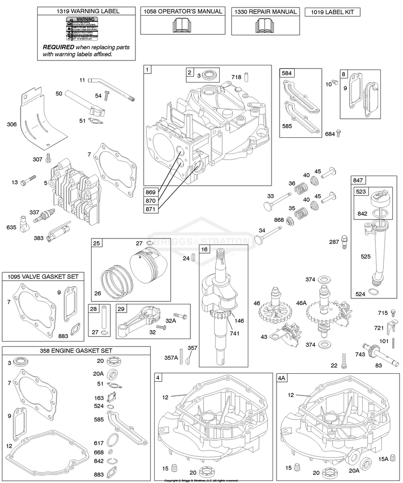 Cams, Crankshaft, Cylinder, Engine Sump, Kit/Gaskets, Lubrication, Piston Group, Valves