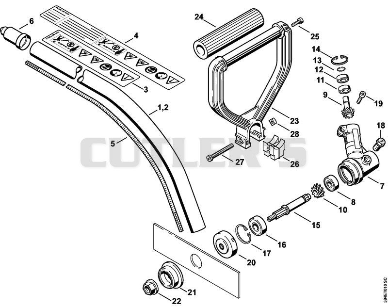 Drive tube assembly, Loop handle, Gear head