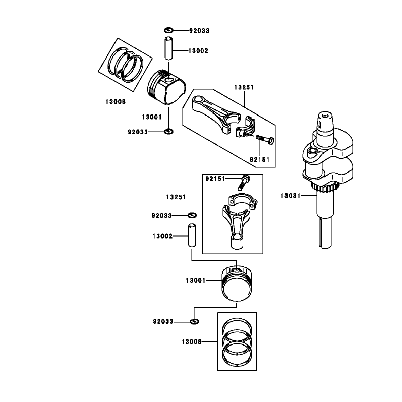 Piston and Crankshaft Assembly  Kawasaki FH580V-AS13
