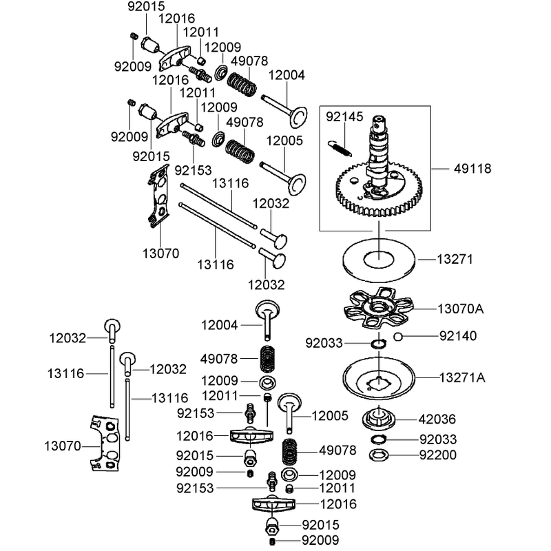 Valve and Camshaft Assembly Kawasaki FH430V-AS53