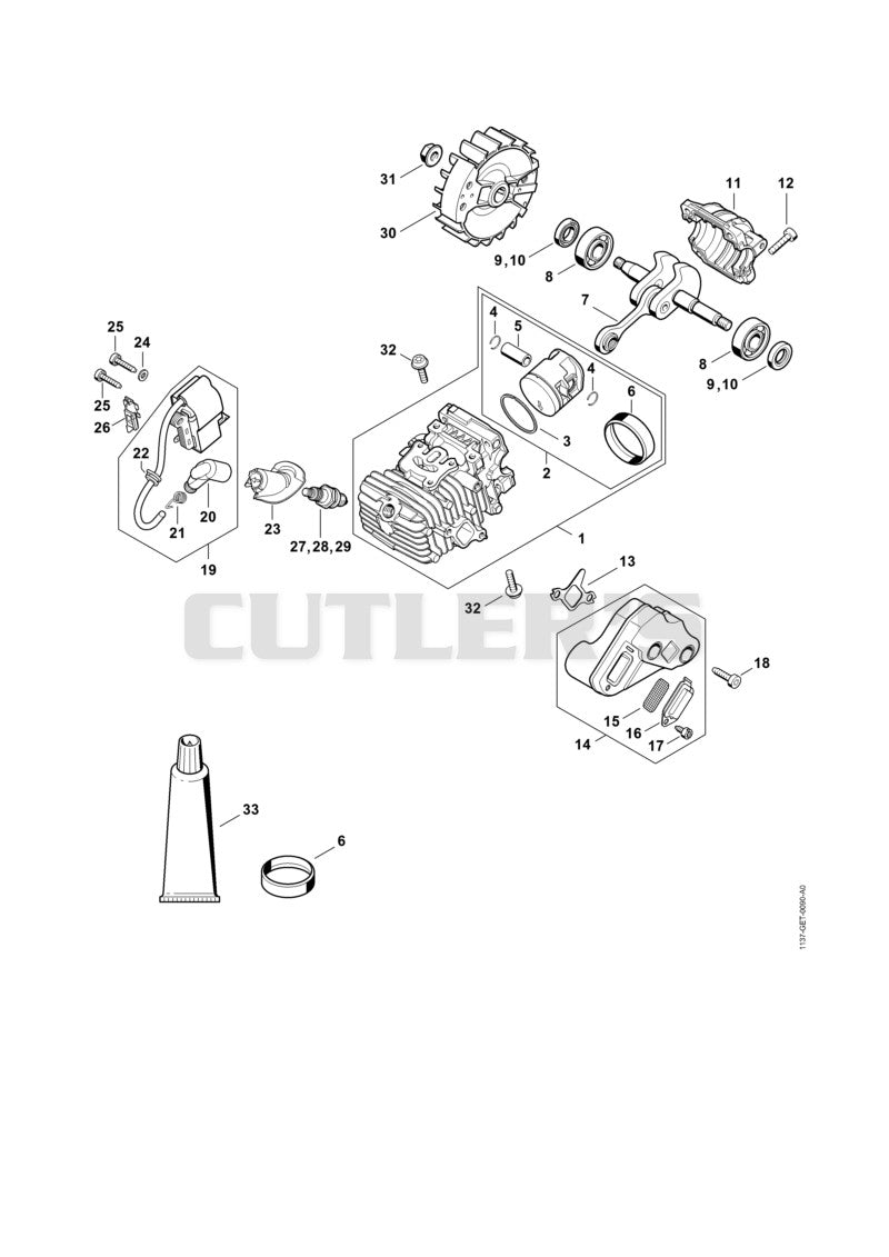Cylinder with piston, Ignition system